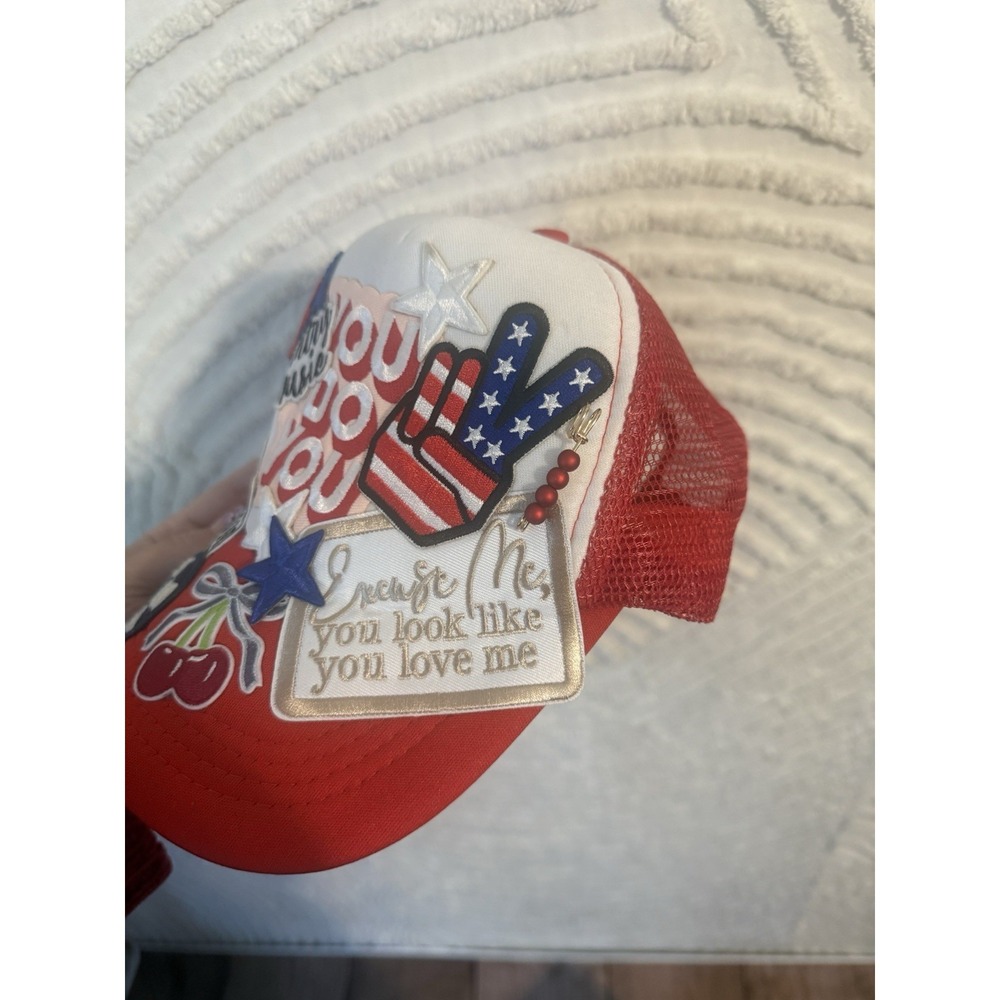 Boutique USA Red White Blue Trucker Hat Patriotic Country Music FESTIVAL Patch - Picture 5 of 7